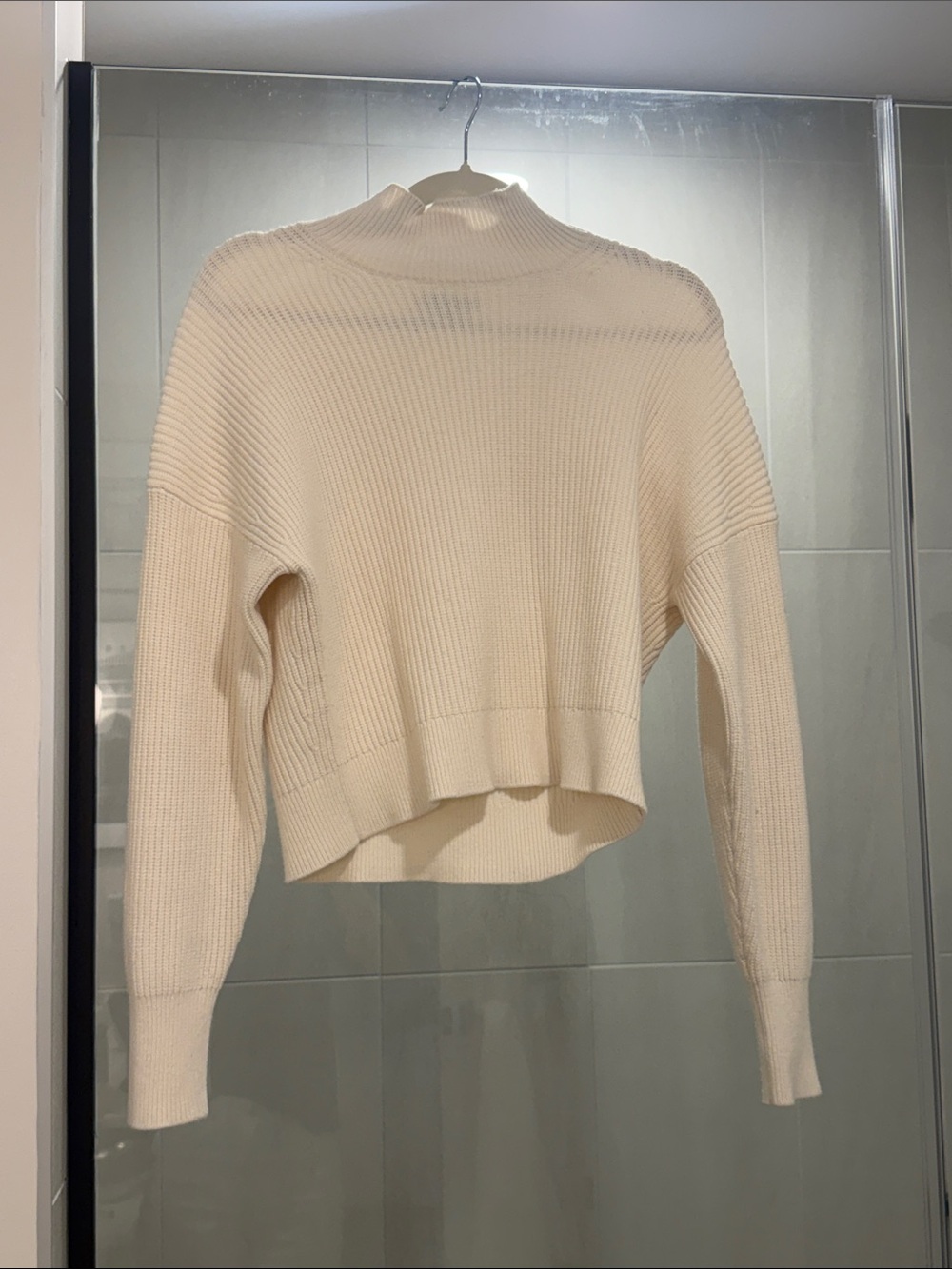 J. Crew Cream Ribbed Cowl-Neck Sweater